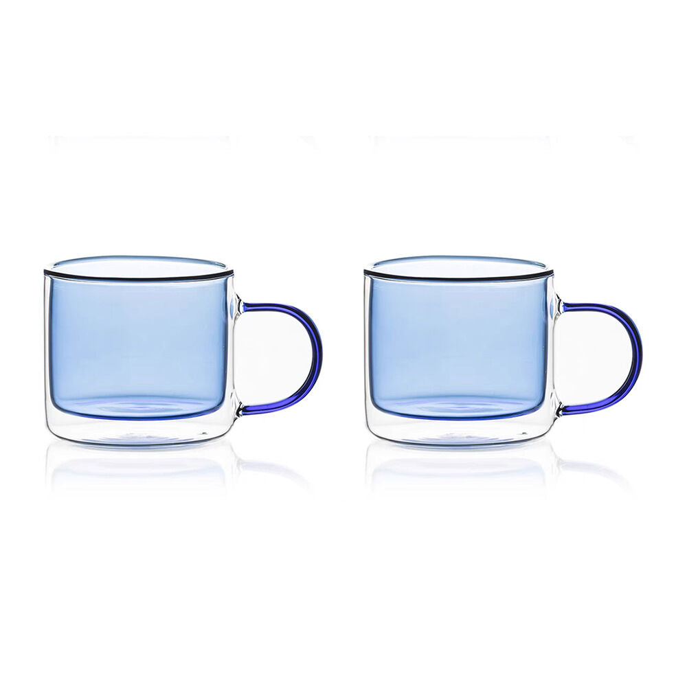 NF Living Serving Hued Cups 250ml Solid Double-Walled Blue (2 Pieces)