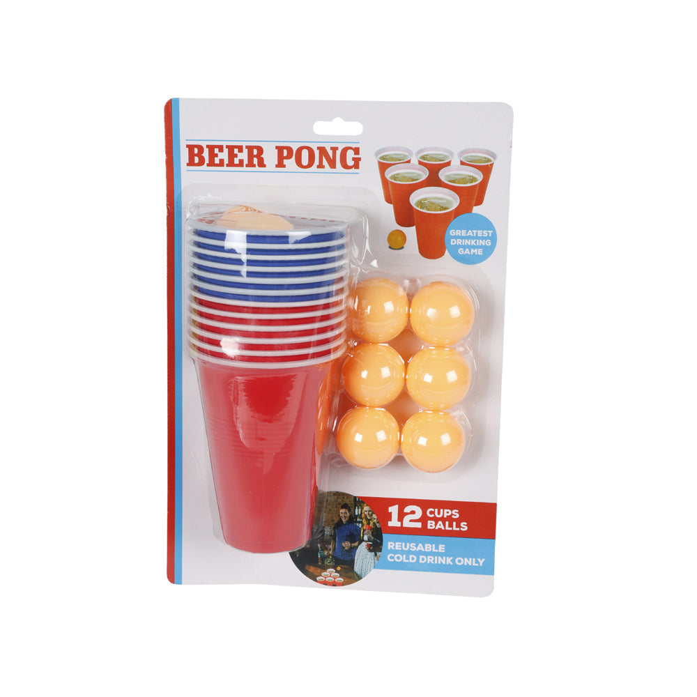 Razoo Beer Plastic Pong Cups w/ 12 Balls Party Classic Drinking Game 34x28cm