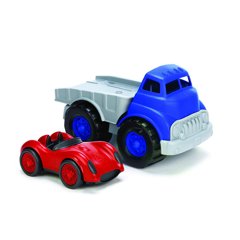Green Toys Childrens/Kids Flatbed with Red Race Car Vehicle Playset Toy 1+
