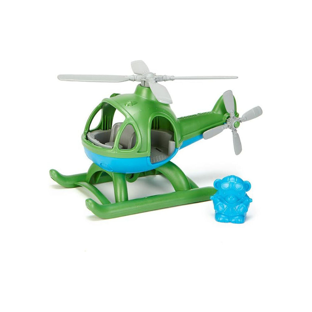 Green Toys Kids Green/Blue Helicopter Flying Chopper w/ Pilot Figure Recycled — image 2