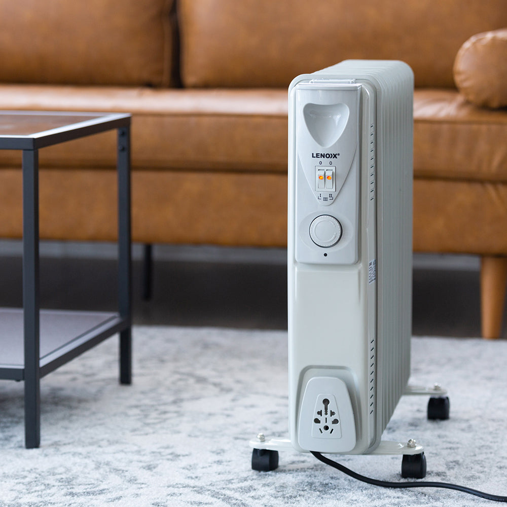 Lenoxx 2400W Electric Convection/Radiant 11 Fin Oil Column Heater w/Castors WHT — image 4