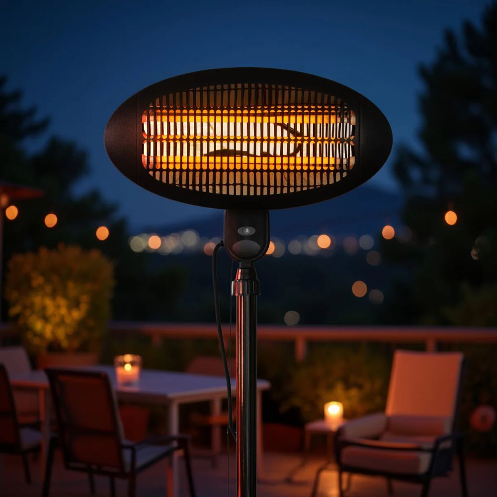 Lenoxx 2000W 2.1m Adjustable Portable Outdoor Electric Patio Heater/Floor Black — image 3