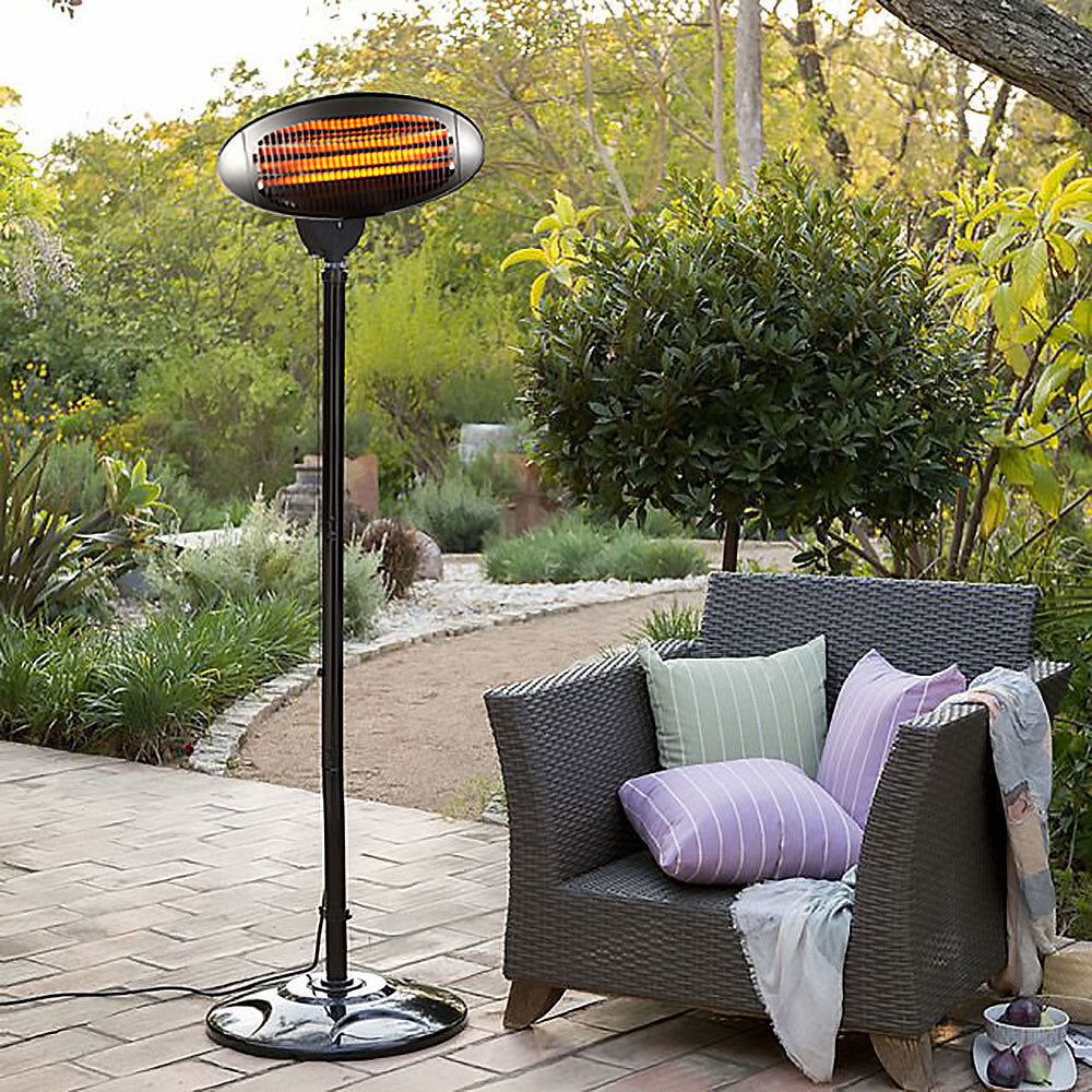 Lenoxx 2000W 2.1m Adjustable Portable Outdoor Electric Patio Heater/Floor Black — image 2
