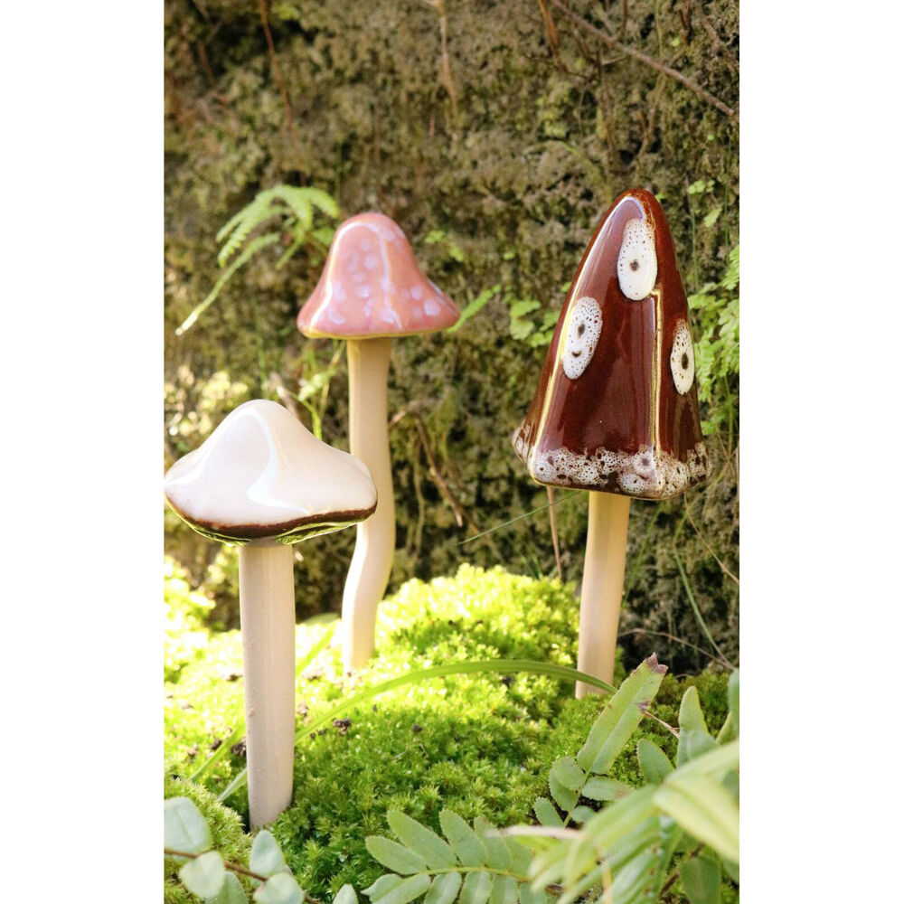 LVD Porcelain Jiggle Mushroom Sculpture Home/Office Decor Small 15.5cm Blue (3 Pack) — image 3