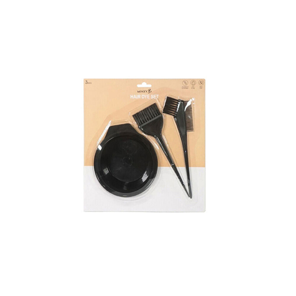 Minxy B Hair Dye Pack Kit Bowl/Brush/Comb Black - Assorted (3 Pieces)