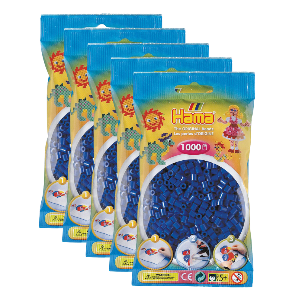 Hama 1000pc Hama Bead Bags Kids DIY Building Activity Art/Craft Toy Blue 5y+ (5 Pack)