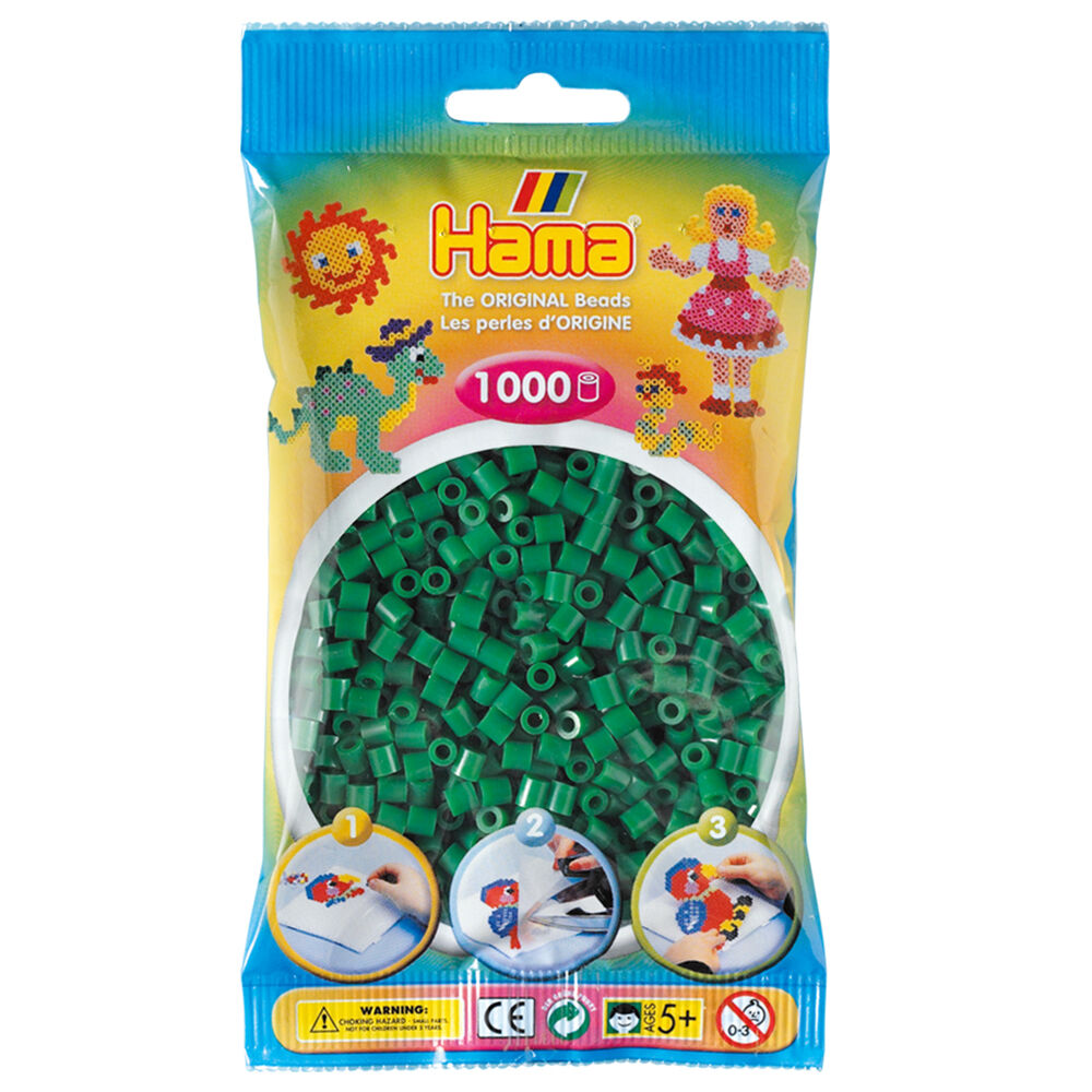 Hama Bead Bags Kids DIY Building Activity Art/Craft Toy 5y+ (1000 Pieces) — Green