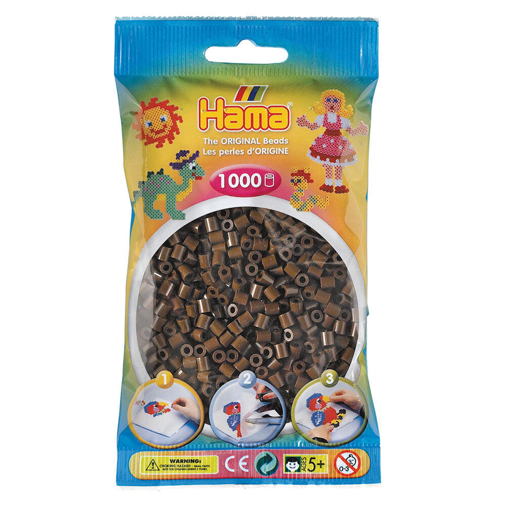Hama Bead Bags Kids DIY Building Activity Art/Craft Toy 5y+ (1000 Pieces) — Brown