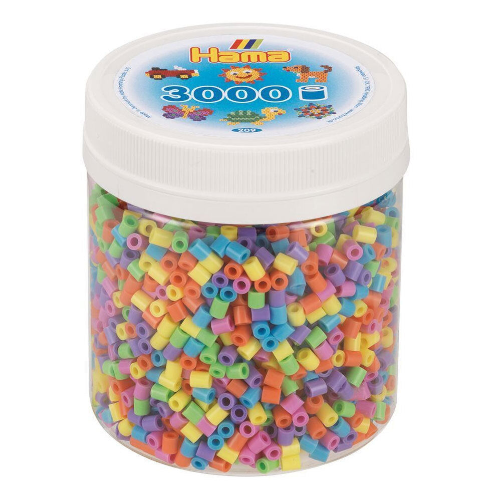 Hama Beads Pastel Mix Tub Kids/Children Building Activity Fun Toy 5y (3000 Pieces)