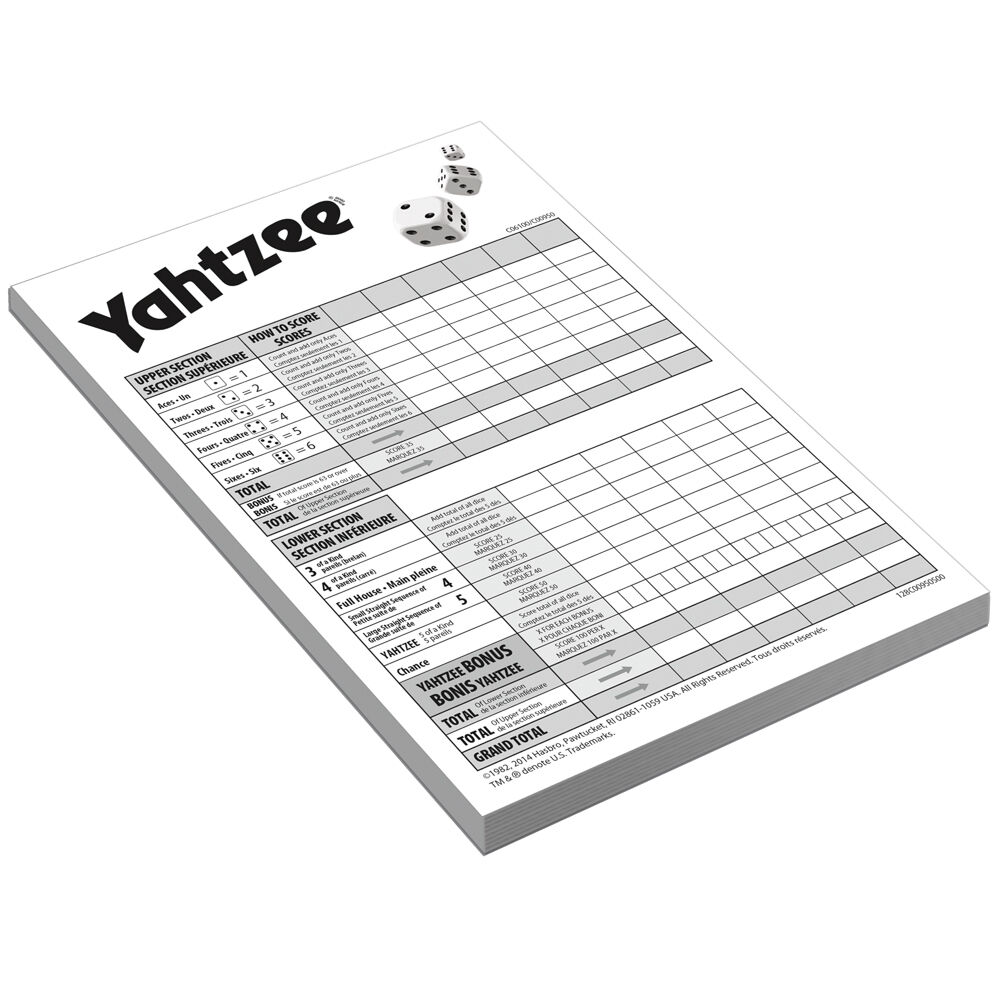 Hasbro 8Y+ Yahtzee 80 Page Refill Score Pads Game for Family and Friends