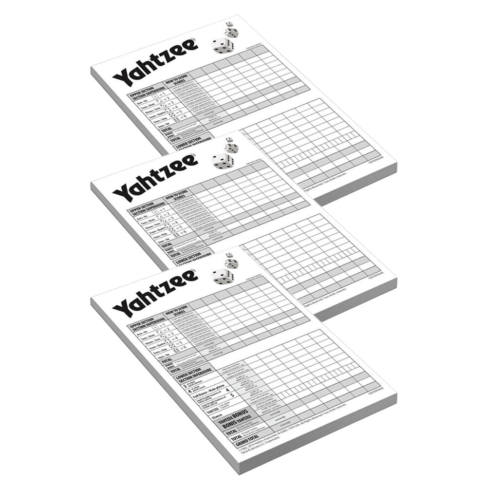 Hasbro Yahtzee 80 Page Refill Score Pads Game for Family and Friends 8Y+ (3 Pack)