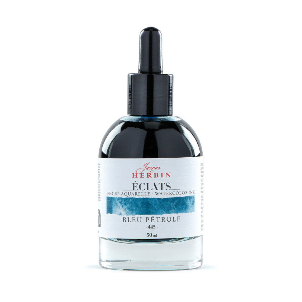 Herbin Eclats Glass Bottle Watercolour Ink w/ Dropper 50ml Petrol Blue (2 Pack) — image 2
