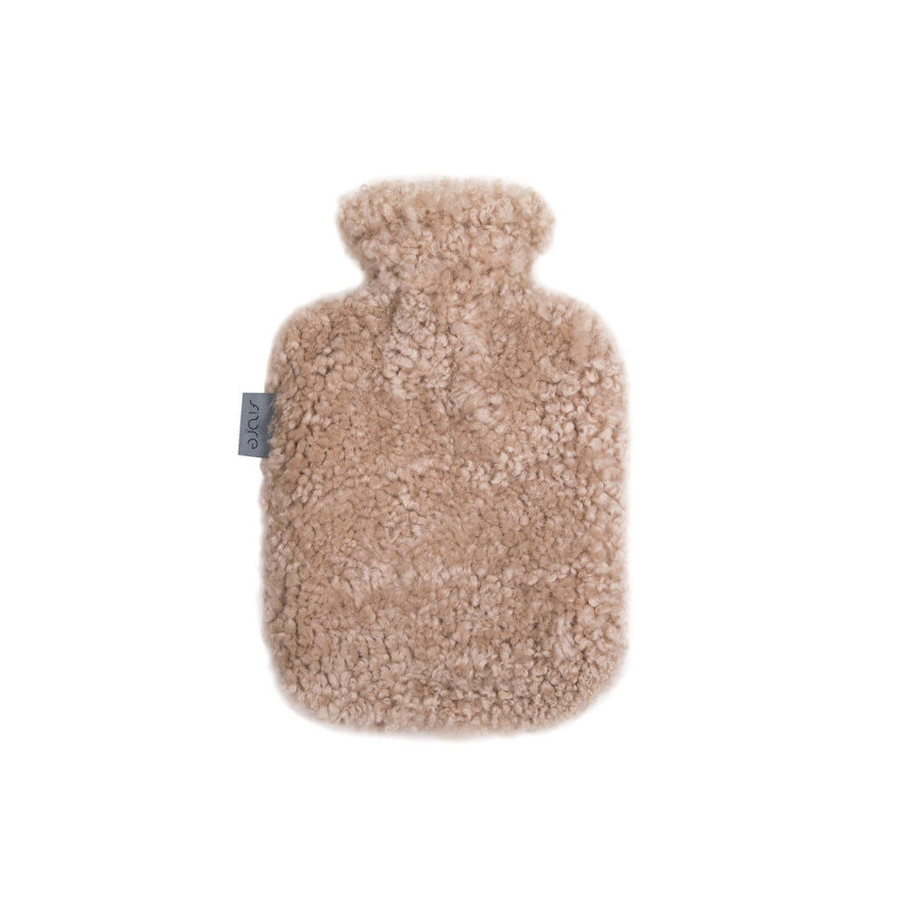Huxford Grove Oatmeal The Kingston Sheepskin Hot Water Bottle Cover w/ Flask