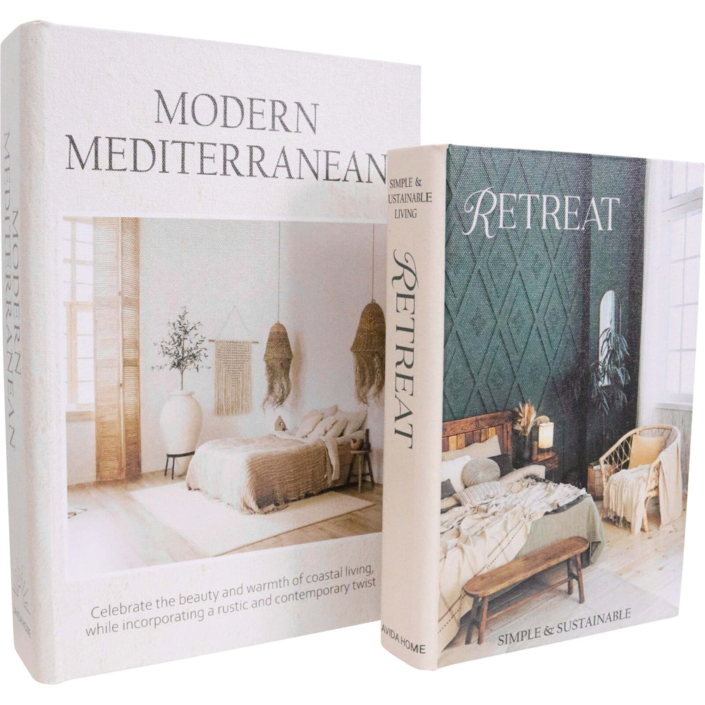 LVD 2pc LVD Modern Retreat MDF Book Box Home Living Room Decor Set 24cm/29cm (2 Pack)