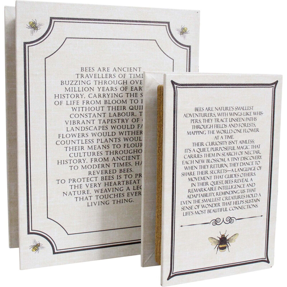 LVD Wooden Canvas Book Box Decoration Set 24x18x6/18x12x4cm Bees (2 Pieces) — image 2