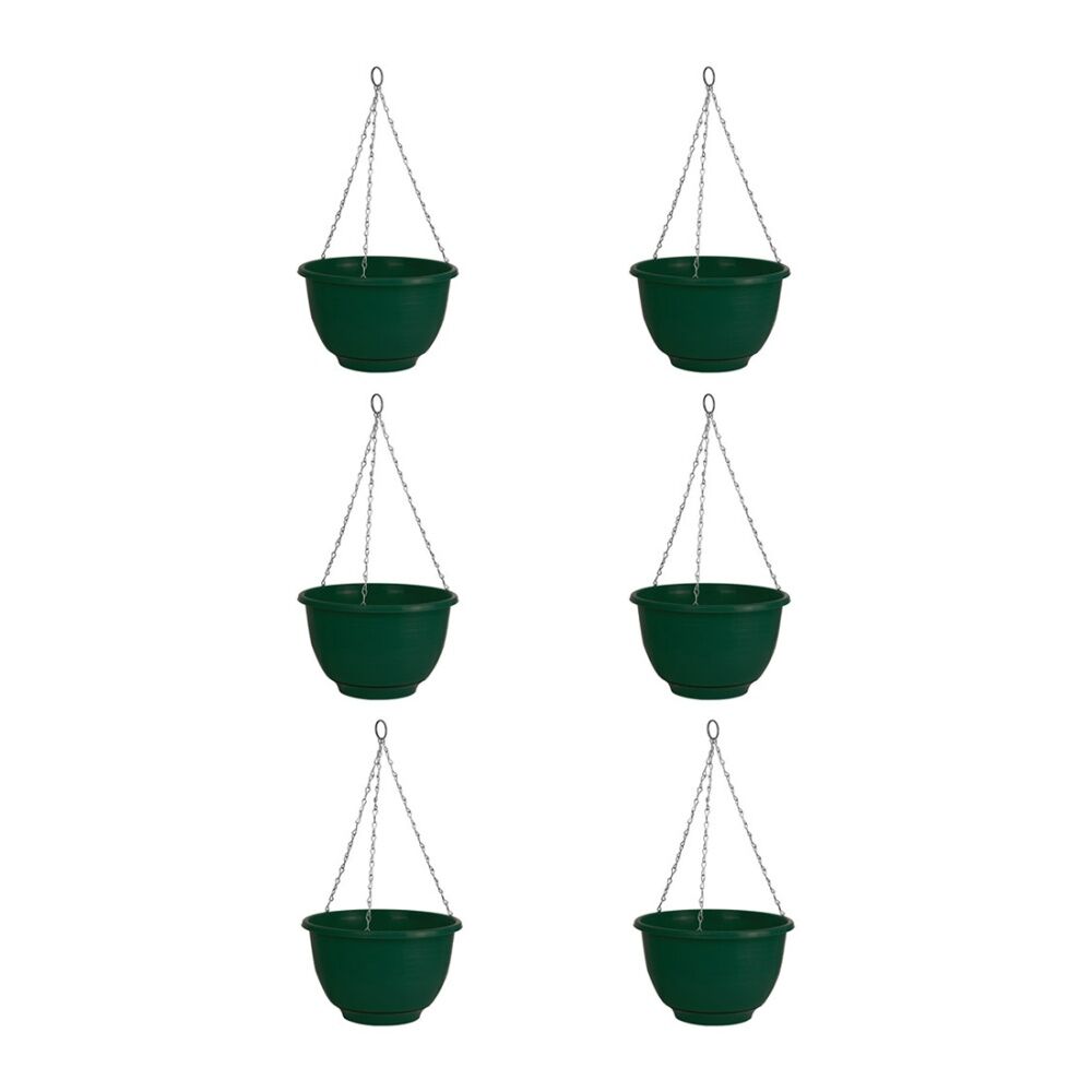 Homeleisure Reko Home/Garden Flower/Plant Plastic Hanging Basket 25cm Green (6 Pack)