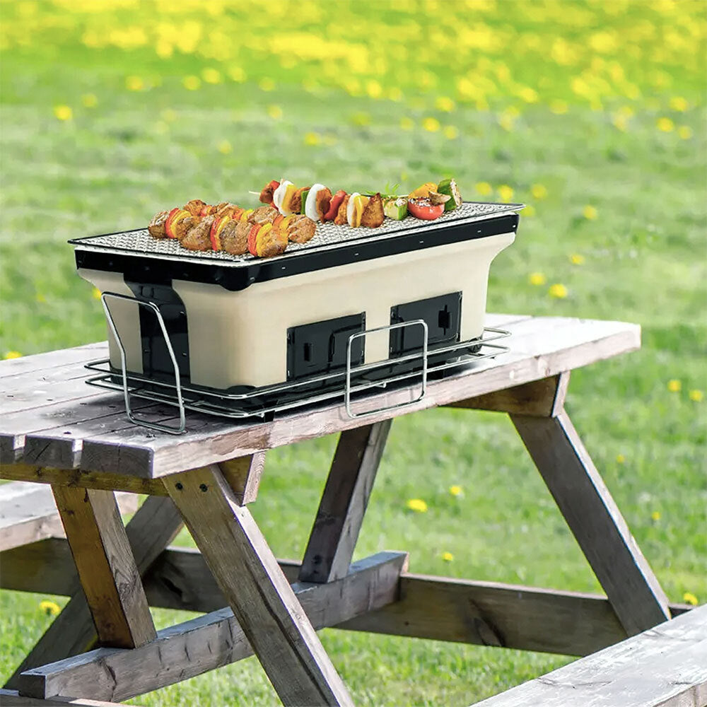 Healthy Choice 40.5cm Clay Firebox Hibachi Tabletop Dual Charcoal Grill/Mini BBQ — image 9