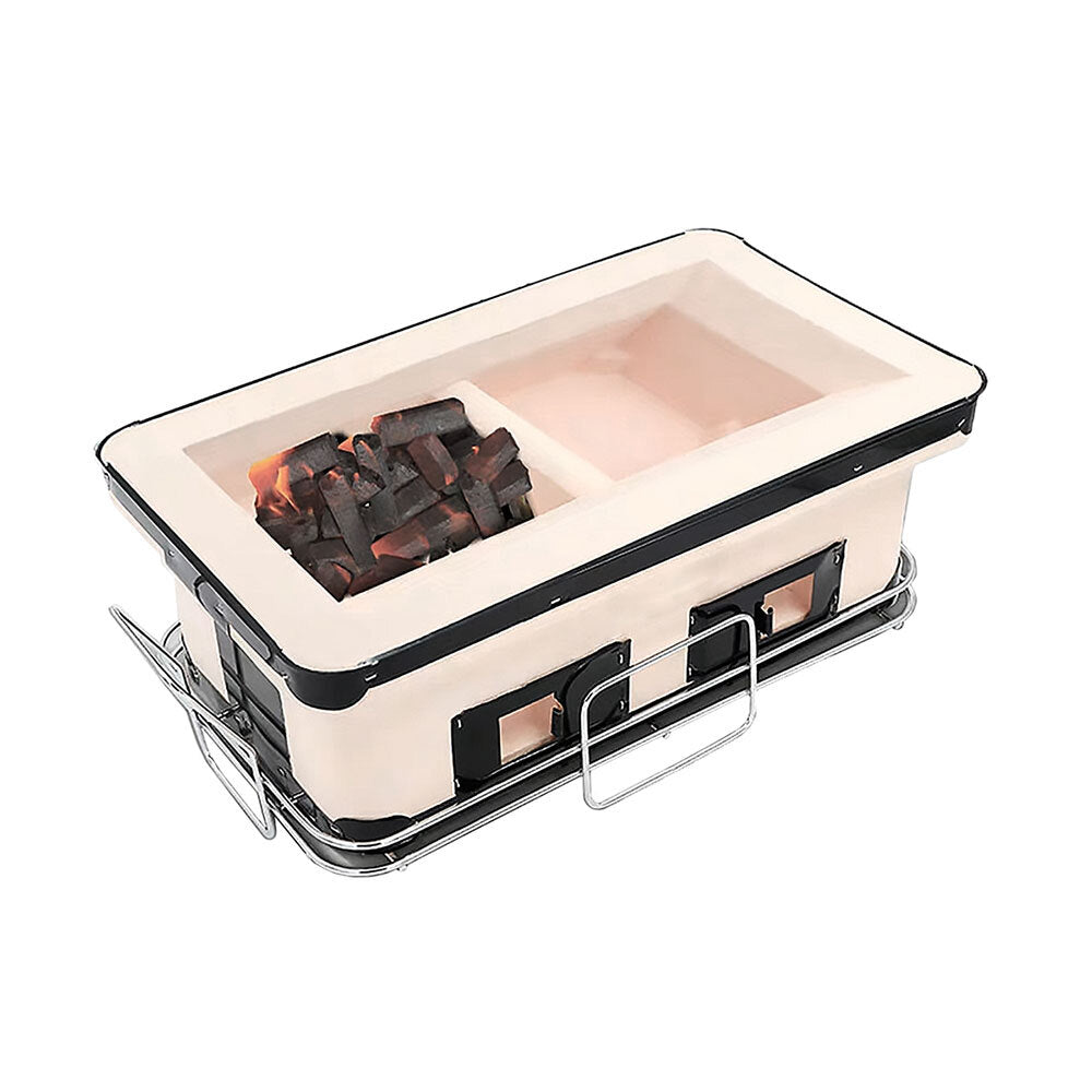 Healthy Choice 40.5cm Clay Firebox Hibachi Tabletop Dual Charcoal Grill/Mini BBQ — image 4