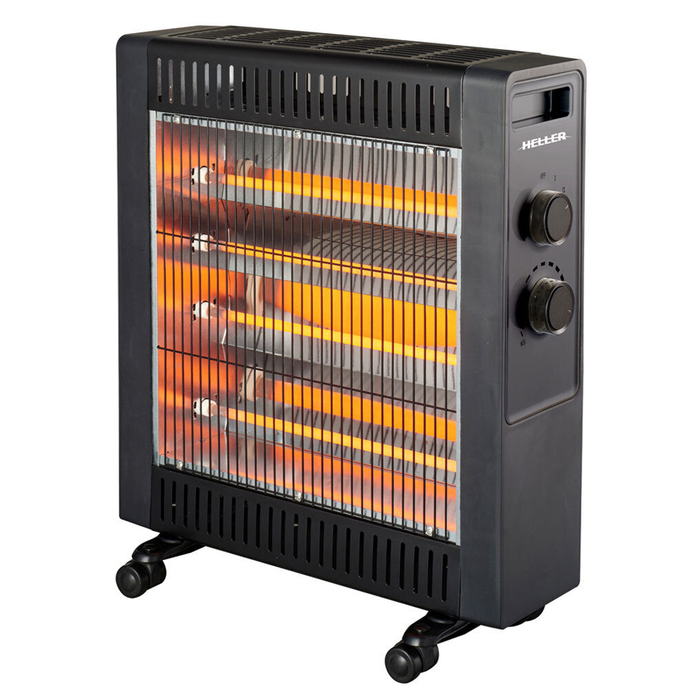 Heller 2200W Quartz Radiant Heater Floor w 2 Heating Settings/Adjustable — Black