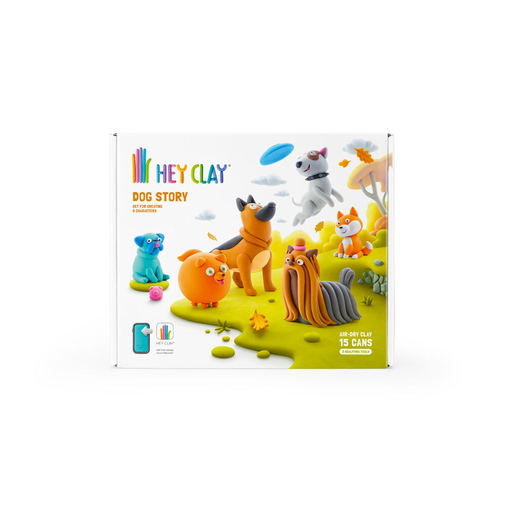 Hey Clay Dog Story Theme Modelling Set w/15 Colour Cans & 2 Tools 3y+ (2 Pack) — image 2