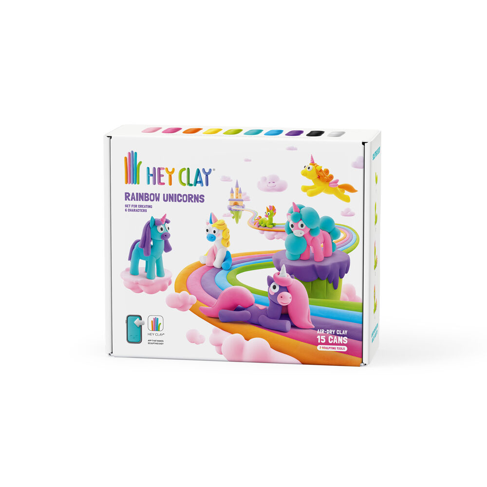 Hey Clay Rainbow Unicorns Craft Set Toy 22x19cm Kids 3y+ (15 Pieces)