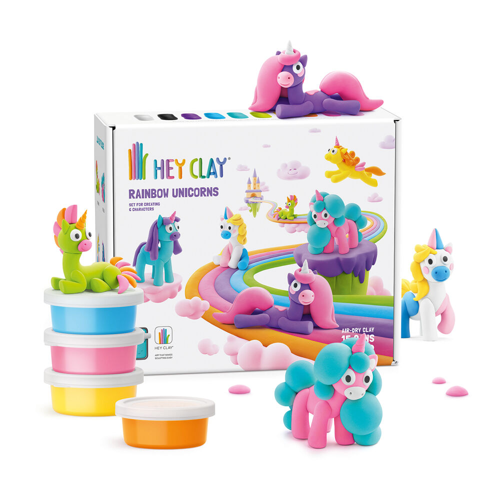 Hey Clay Rainbow Unicorns Craft Set Toy 22x19cm Kids 3y+ (15 Pieces) — image 3