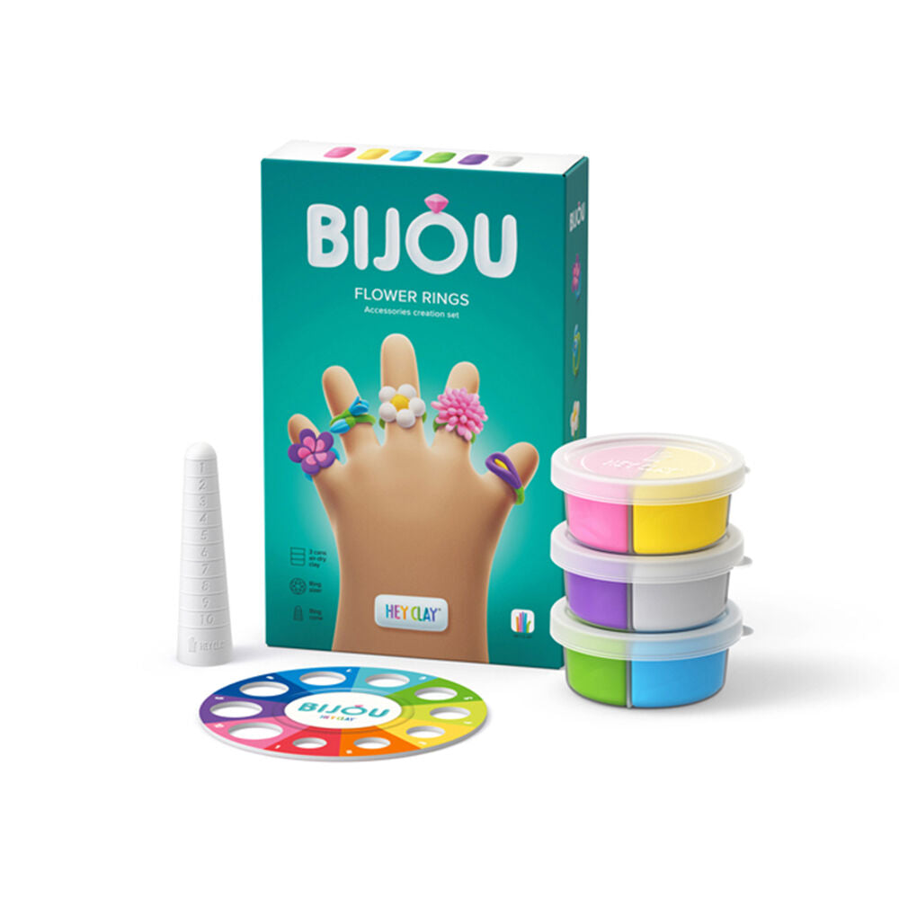 Hey Clay Bijou Flower Rings Kids Modelling-Clay Kit Multi-Coloured 3y+ (5 Pieces) — image 2