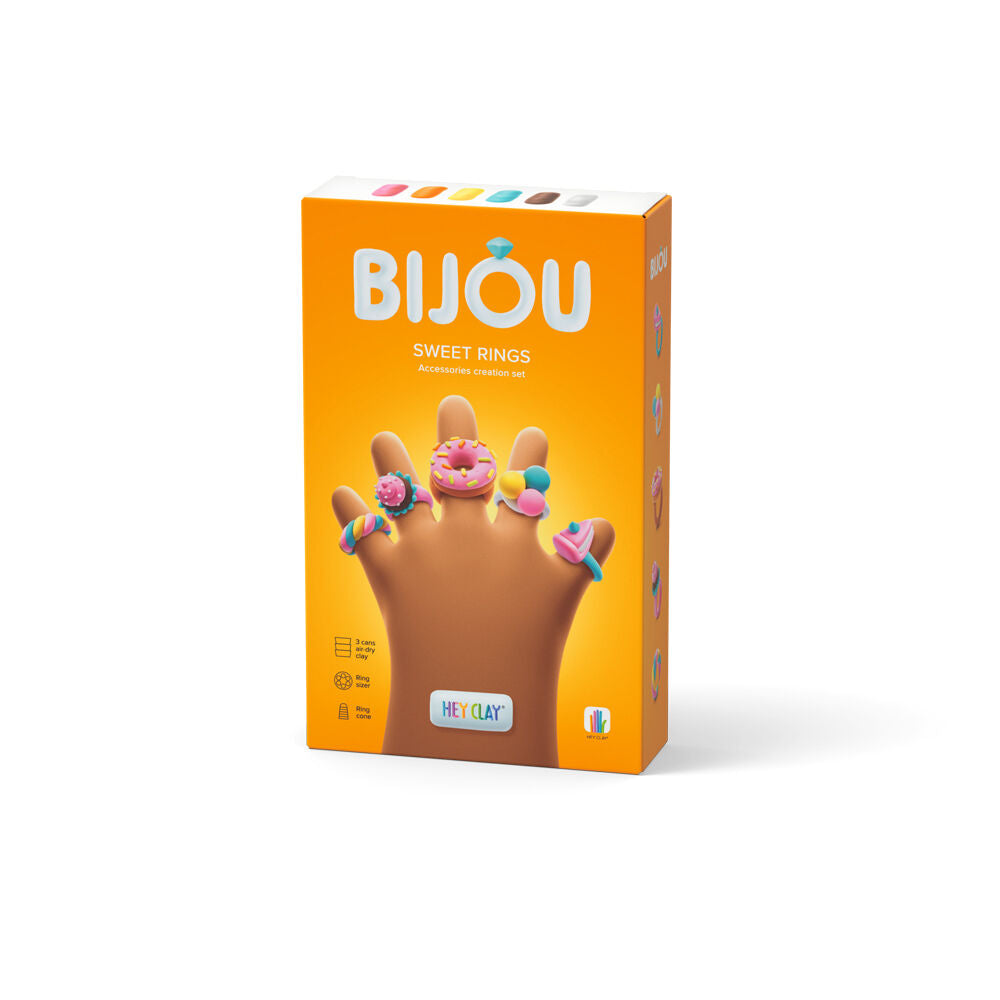 Hey Clay 3y+ Bijou Sweet Rings Modelling Set w/6 Colours & 2 Tools