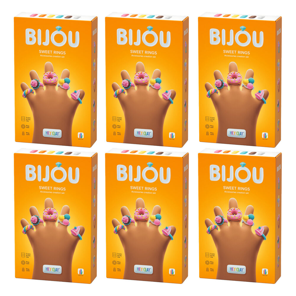 Hey Clay Bijou Sweet Rings Modelling Set w/6 Colours & 2 Tools 3y+ (6 Pack)