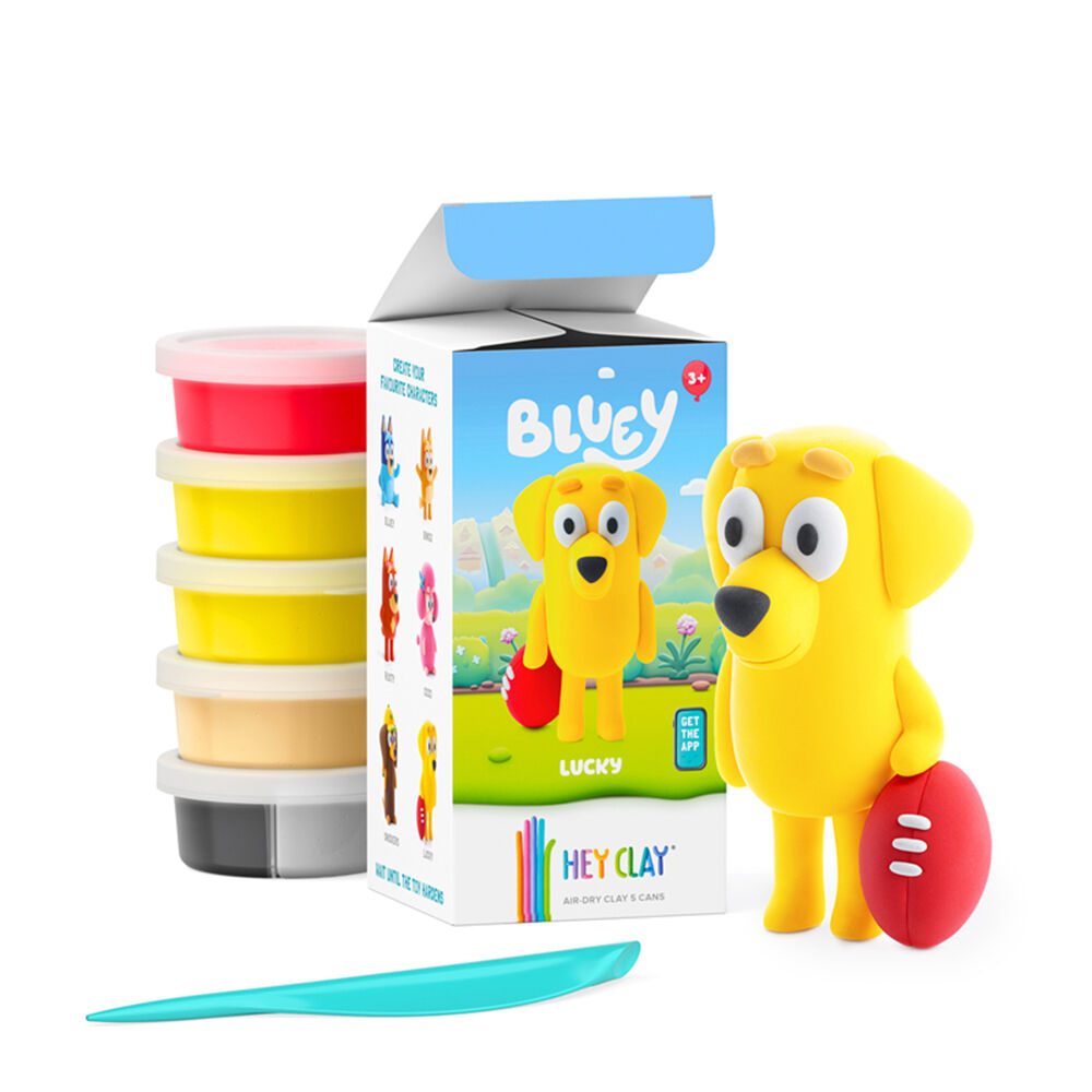 Hey Clay Bluey Single Character Kids Modelling Clay Set 5 Coloured Cans Lucky — image 2
