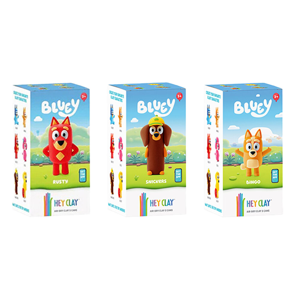 Hey Clay Bluey Character Kids Modelling Clay Sets 5 Colours Rusty Snickers Bingo