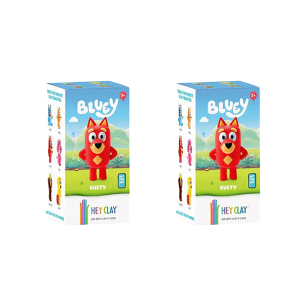 Hey Clay Bluey Single Character Kids Modelling Clay Set 5 Colours Rusty (2 Pack)