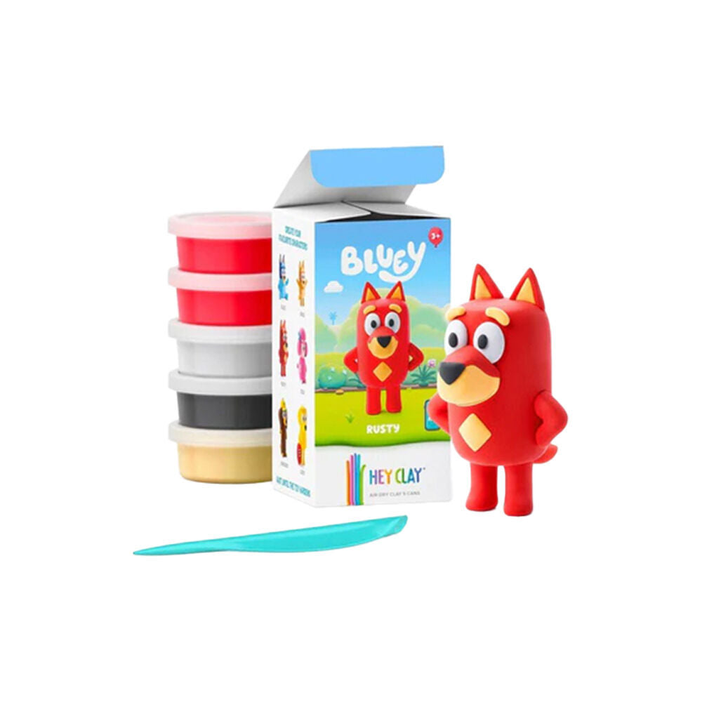 Hey Clay Bluey Single Character Kids Modelling Clay Set 5 Colours Rusty (4 Pack) — image 3