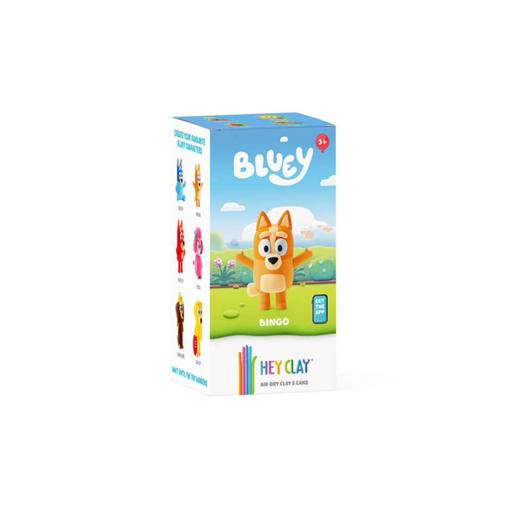 Hey Clay Bluey Single Character Kids Modelling Clay Set 5 Coloured Cans Bingo