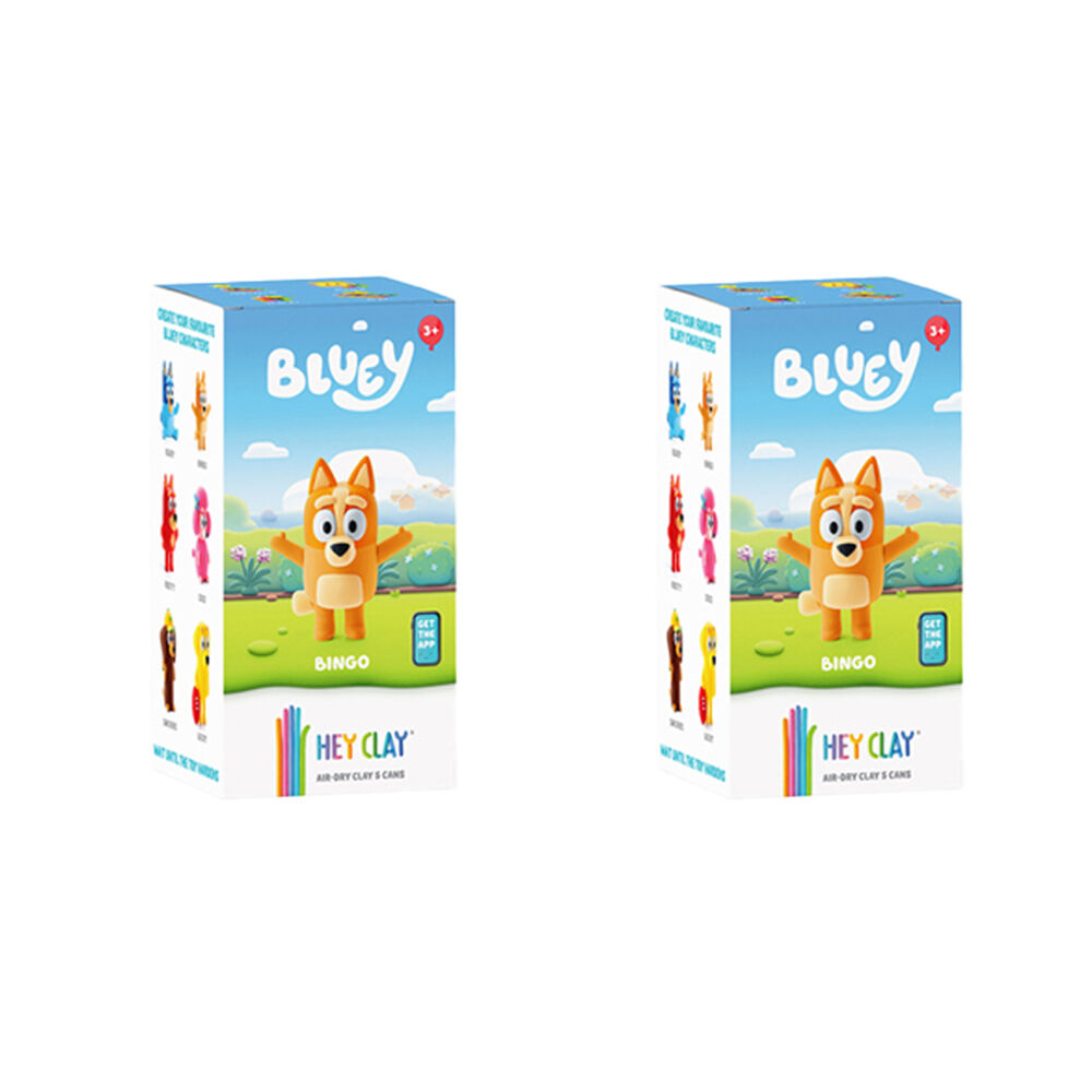 Hey Clay Bluey Single Character Kids Modelling Clay Set 5 Colour Bingo (2 Pack)
