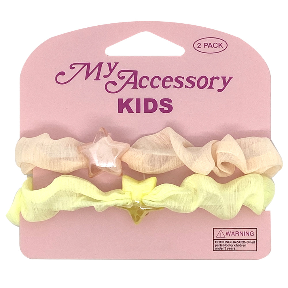 MY Accessory Kids 7.5cm Hair Scrunchie Pastel Stars (2 Pieces)