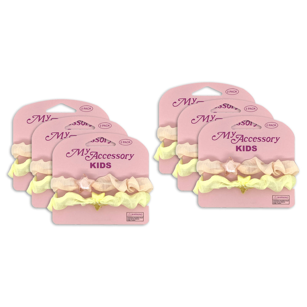 MY Accessory 2pc My Accessory Kids 7.5cm Hair Scrunchie Pastel Stars (6 Pack)