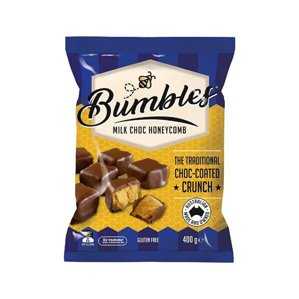 Menz Bumbles Milk Chocolate Honeycomb Sweet Confectionery 400g Gluten-Free (16 Pack) — image 2