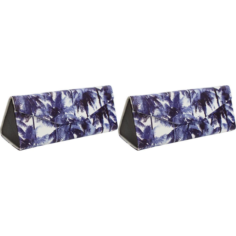 LVD Navy Palm PU/Cardboard 16cm Glasses Case Sunglasses Storage Box Triangle (2 Pack)