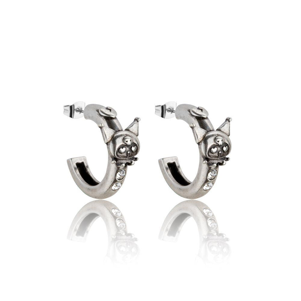 Couture Kingdom Sanrio Kuromi Oxidised Hoop Earrings Women Fashion Silver