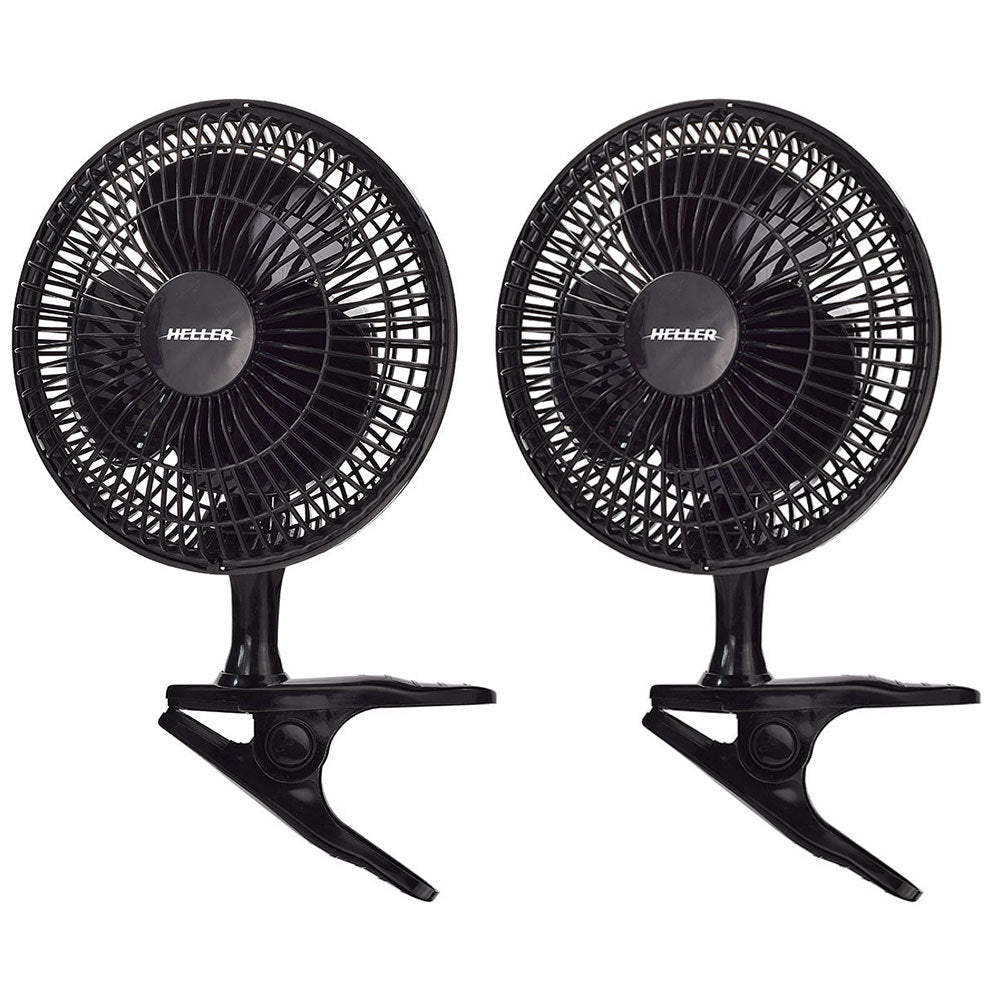 Heller 15cm Desk/Personal/Clip Fan/Tilt/Air Cooling/Cooler Black (2 Pack)