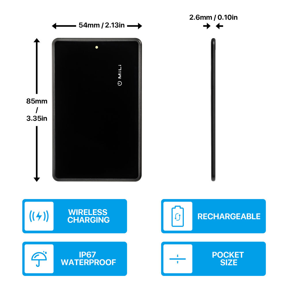 MiLi MiCard Smart Rechargeable Bluetooth Anti-Loss Safety Wallet Card Black — image 2