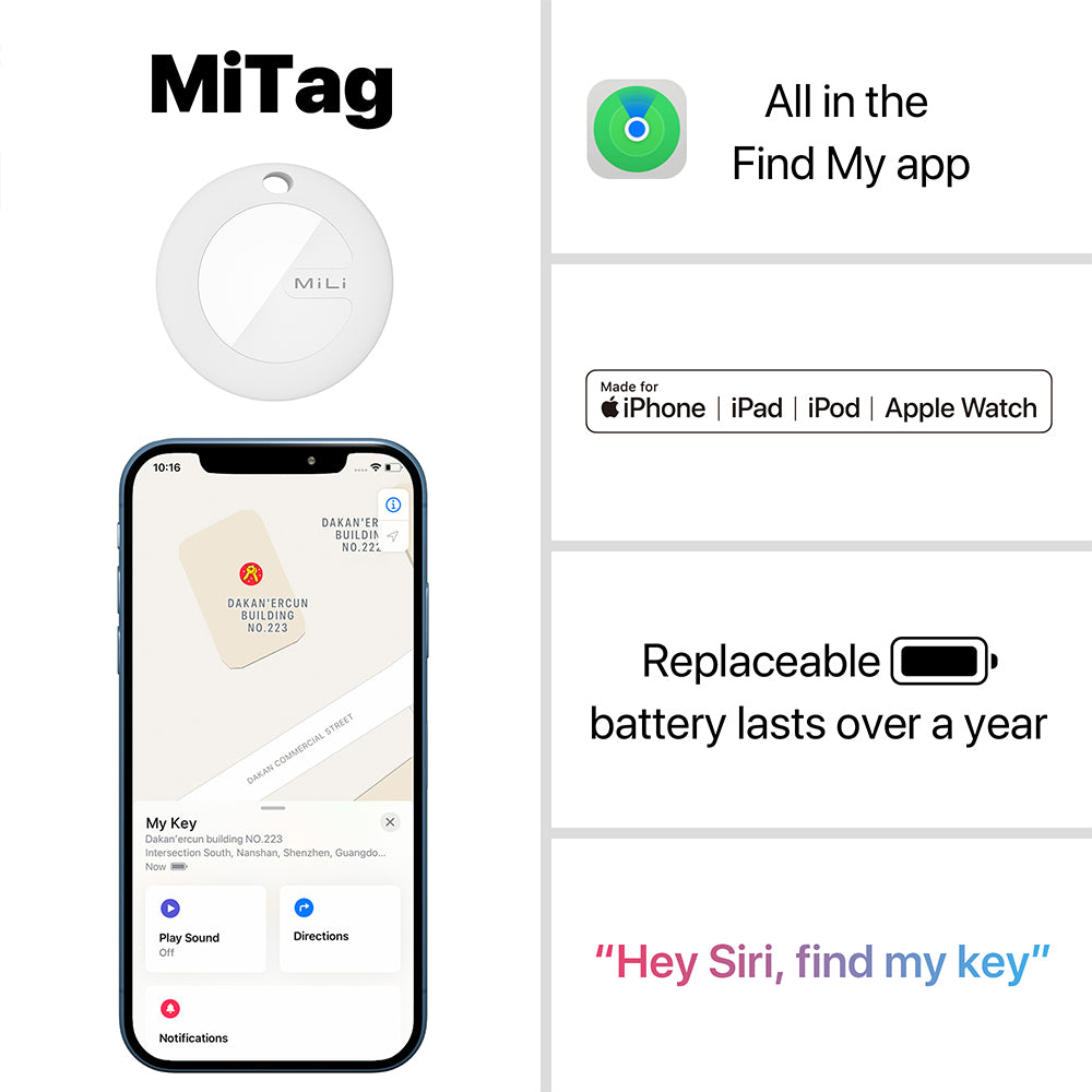 MiLi Mitag Bluetooth GPS Location Device Tracking Finder Silicone Tag White (3 Pieces)