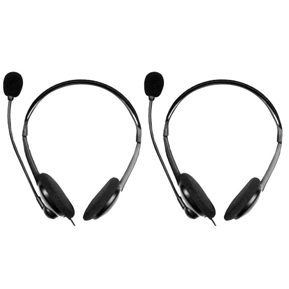 Sansai Stereo 3.5mm Headset Headphones w/ Microphone for Computer PC Gaming (2 Pack)