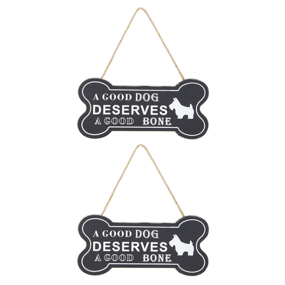 Emporium 22.5 x 30cm Dog Animal Bone Wall Decor Home Hanging Decoration Black (2 Pack)