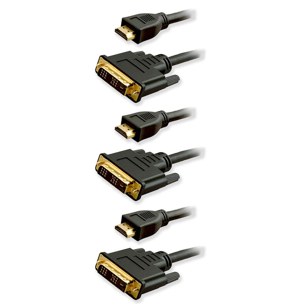 Sansai 2m 1080P HDMI to DVI Cable for Laptop Mac Projector TV Computer Screen (3 Pack)