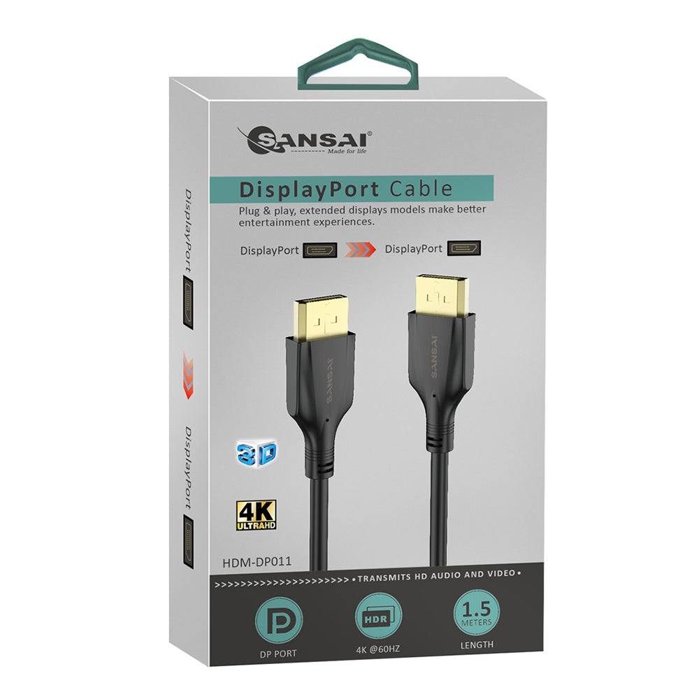 Sansai Displayport 1.5m 4k M To M Monitor Display Computer/Laptop Cable (2 Pack) — image 2