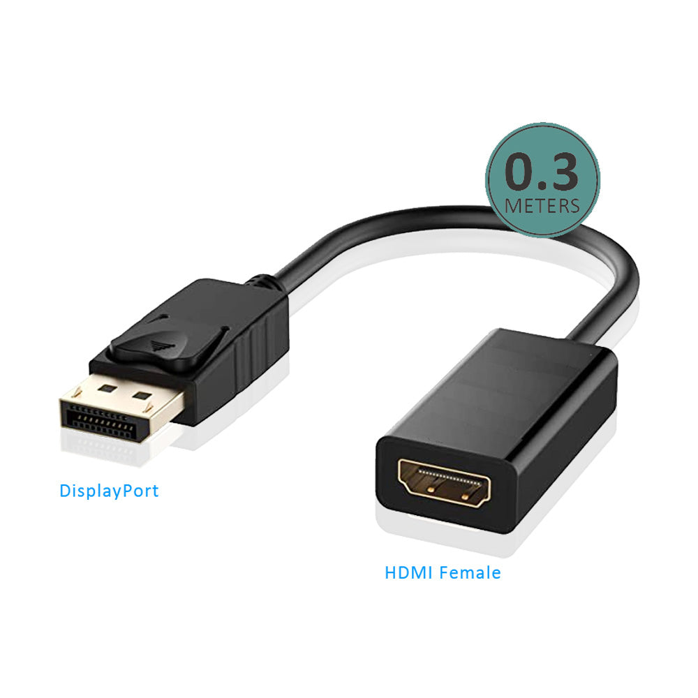 Sansai Displayport To HDMI Male To Female Monitor/TV Display Cable Adaptor 30cm — image 2