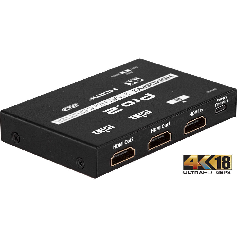 Pro2 2.0 HDMI 2-Way Splitter HDR 1 In - 2 Out w/3D 4K for Bluray/DVD/Foxtel Box — image 4