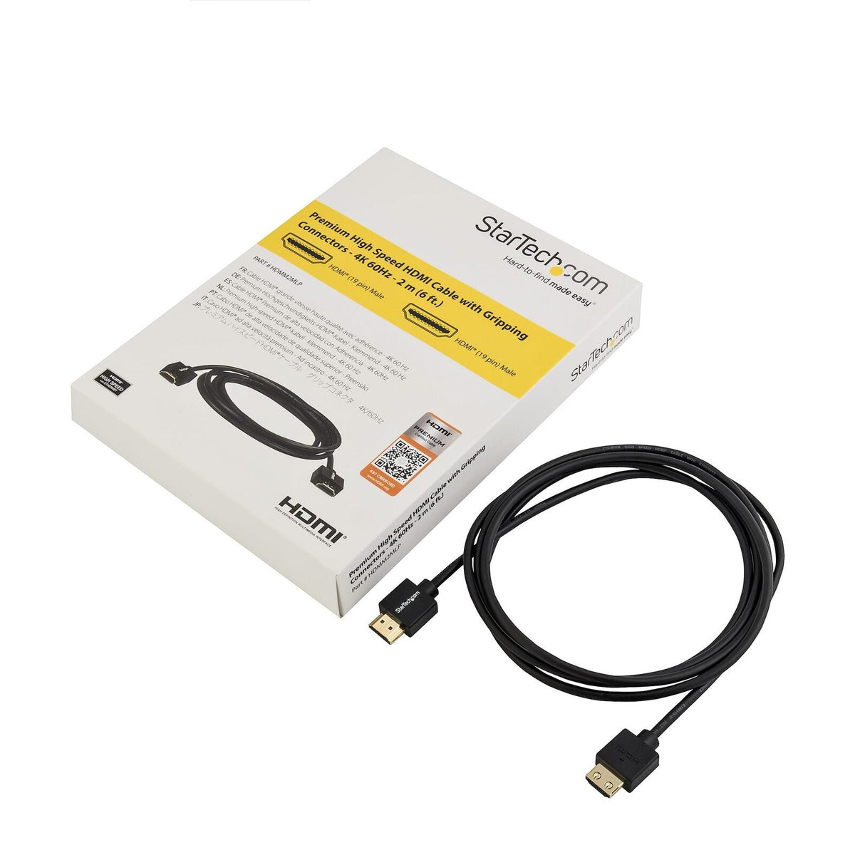 Star Tech 2M 4K HDR10 Premium Male/Male HDMI 2.0 Cable w/ Gripping for TV Black — image 4